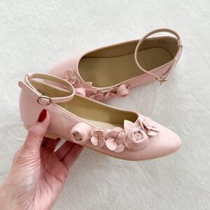 Janie and Jack Blush Pink Floral Mary Jane Dress Shoes